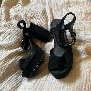 TOPSHOP velvet platform heels